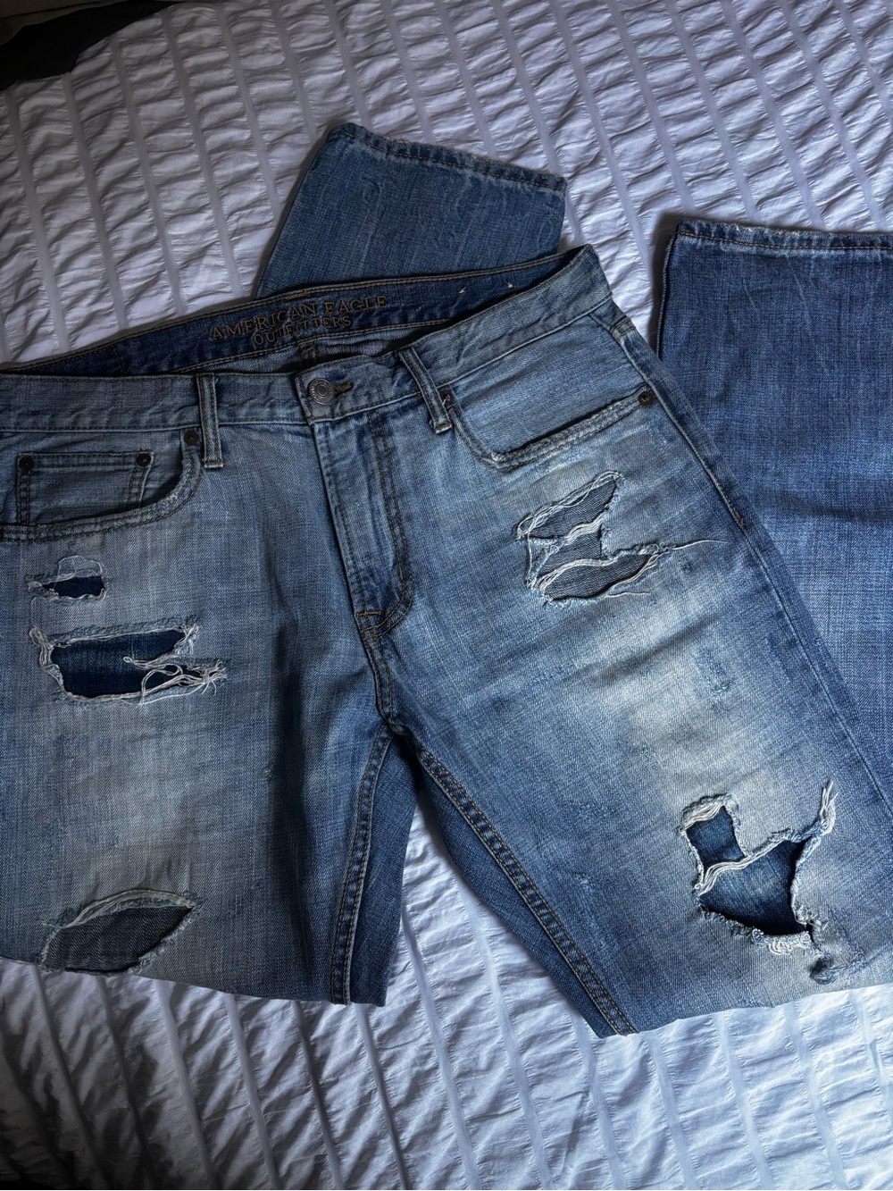American Eagle Outfitters Light Blue Distressed Men’s Slim Stretch vintage Jeans